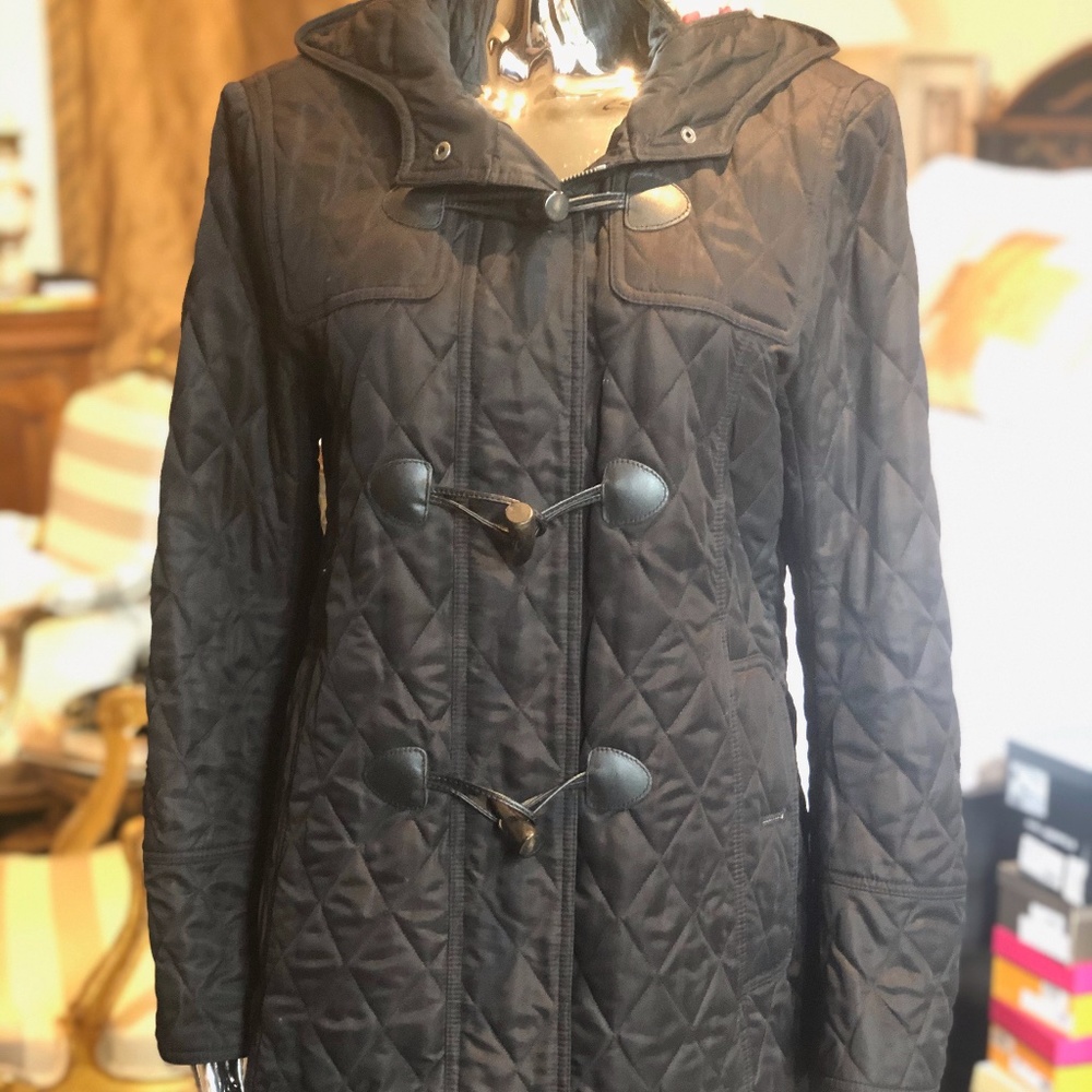 Burberry Brit Quilted Toggle Button Coat w…